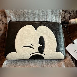 Disney Coach Leather Mickey wink wristlet